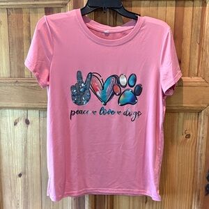 Peace Love Dogs Short Sleeve Tee - Pink